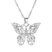 Fashion Hollow Double-layer Metal Butterfly Pendant Necklace Sweater Chain Big Butterfly Necklace sku image 2
