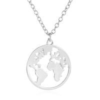 World Map Necklace Couple Pendant Fashion Simple Single Layer Necklace Clavicle Chain sku image 2