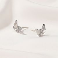 New Fashion Simple Diamond Butterfly Earrings Sweet Bow Stud Earrings Wholesale Nihaojewelry sku image 2