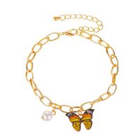 New Bracelet Color Butterfly Bracelet Summer Creative Pearl Pendant Thick Chain Bracelet Wholesale Nihaojewelry sku image 1