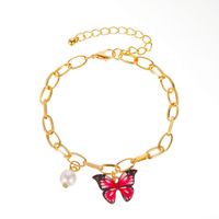 New Bracelet Color Butterfly Bracelet Summer Creative Pearl Pendant Thick Chain Bracelet Wholesale Nihaojewelry sku image 2