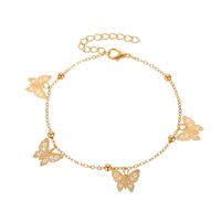 New Anklet Hollow Butterfly Pendant Anklet Summer Beach Four Butterfly Anklets Wholesale Nihaojewelry sku image 1