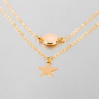 Fashion Two-layer Pendant Necklace Creative Five-pointed Star Frosted Gemstone Multi-layer Necklace Women sku image 1