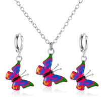 New Set Jewelry Fashion Color Fantasy Butterfly Necklace Sweet Butterfly Earring Set Wholesale Nihaojewelry sku image 2