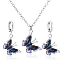 New Set Jewelry Fashion Color Fantasy Butterfly Necklace Sweet Butterfly Earring Set Wholesale Nihaojewelry sku image 1