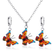 New Set Jewelry Fashion Color Fantasy Butterfly Necklace Sweet Butterfly Earring Set Wholesale Nihaojewelry sku image 3