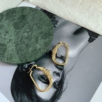 Irregular Oval Gold Earrings Minimalist Geometric Circle Retro Gold Plated Earrings Wholesale Nihaojewelry sku image 1