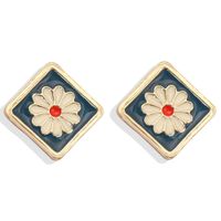 Fashion And Elegant Square Alloy Drop Oil Small Daisy Earrings Ear Jewelry Wholesale Nihaojewelry sku image 2