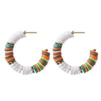 Fashion Trend Handmade Soft Clay C-shaped Beaded Earrings Color Earring Jewelry Wholesale Nihaojewelry sku image 2