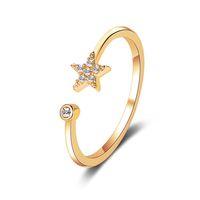 New Simple Five-pointed Star Ring Diamond Opening Ring Wholesale Nihaojewelry sku image 1