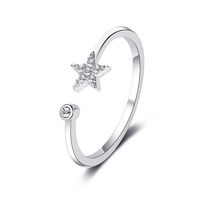 New Simple Five-pointed Star Ring Diamond Opening Ring Wholesale Nihaojewelry sku image 2