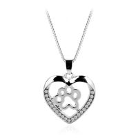Fashion Love Peach Heart Necklace Women Creative Love Dog Claw Hollow Diamond Pendant Necklace Accessories sku image 1