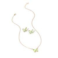 Simple New  Gold Simple Acrylic Diamond Sen Butterfly Pendant Earrings Necklace Clavicle Chain Set sku image 7