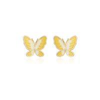 Simple Two-color Butterfly 925 Silver Needle Earrings Korean Trendy Earrings Wholesale Nihaojewelry sku image 1