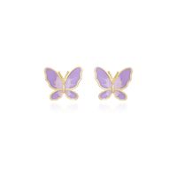 Simple Two-color Butterfly 925 Silver Needle Earrings Korean Trendy Earrings Wholesale Nihaojewelry sku image 3