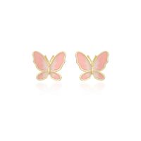 Simple Two-color Butterfly 925 Silver Needle Earrings Korean Trendy Earrings Wholesale Nihaojewelry sku image 4