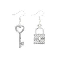 Fashion Diamond-studded Key Lock Pendant Earrings Simple Bright Rhinestone Asymmetric Ear Hooks Wholesale Nihaojewelry sku image 1