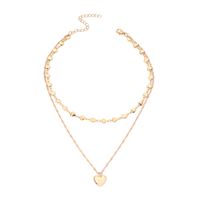 Korean Necklaces Fashion Girls Love Pendant Necklace Simple Fashion Double Love Chain Clavicle Necklace sku image 1