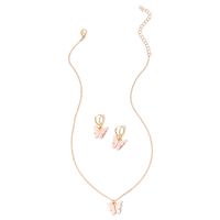 Girls Fashion Butterfly Pendant Sen Earrings Clavicle Chain Super Fairy Earring Necklace sku image 4