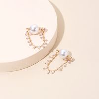 Korea's Designer Pearl Earrings High-end Sense Of Long Tassel Rhinestone Earrings Wholesale Nihaojewelry main image 4