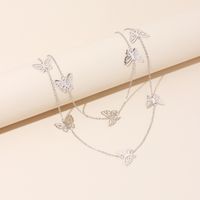 Butterfly Pendant Necklace Simple Double Layer Small Fresh Clavicle Chain main image 1