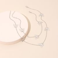 Butterfly Pendant Necklace Simple Double Layer Small Fresh Clavicle Chain main image 4