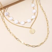 Women's Multi-layer Exquisite Pearl Necklace Simple And Fashionable Six-pointed Star Disc Necklace Sweater Chain main image 5