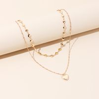 Korean Necklaces Fashion Girls Love Pendant Necklace Simple Fashion Double Love Chain Clavicle Necklace main image 4