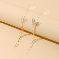 New Hollow Simple Long Tassel Butterfly Earrings Exaggerated Earrings Wholesale Nihaojewelry main image 4