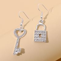 Fashion Diamond-studded Key Lock Pendant Earrings Simple Bright Rhinestone Asymmetric Ear Hooks Wholesale Nihaojewelry main image 5