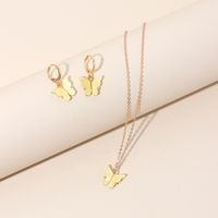 Girls Fashion Butterfly Pendant Sen Earrings Clavicle Chain Super Fairy Earring Necklace main image 1
