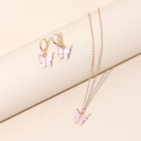 Filles Mode Papillon Pendentif Sen Boucles D&#39;oreilles Chaîne De La Clavicule Collier De Boucle D&#39;oreille Super Fée main image 5