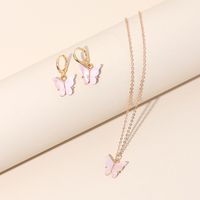 Girls Fashion Butterfly Pendant Sen Earrings Clavicle Chain Super Fairy Earring Necklace main image 5