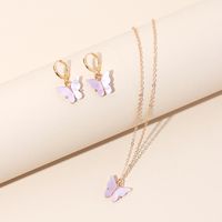 Filles Mode Papillon Pendentif Sen Boucles D&#39;oreilles Chaîne De La Clavicule Collier De Boucle D&#39;oreille Super Fée main image 4