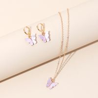 Girls Fashion Butterfly Pendant Sen Earrings Clavicle Chain Super Fairy Earring Necklace main image 4
