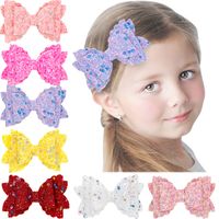 Girls Three-tier Bow-knot Hairpin Children's Sequined Bow-knot Edging Clip Colored Hair Clips Wholesale main image 1