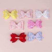 Girls Three-tier Bow-knot Hairpin Children's Sequined Bow-knot Edging Clip Colored Hair Clips Wholesale main image 3