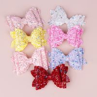 Girls Three-tier Bow-knot Hairpin Children's Sequined Bow-knot Edging Clip Colored Hair Clips Wholesale main image 4