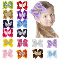 Children Angel Wings Bow Hairpin Girl Solid Color 6 Inch Bow Clip 16 Colors Hair Clips Wholesale main image 2