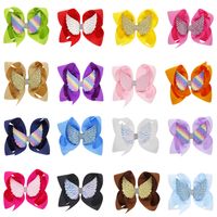 Children Angel Wings Bow Hairpin Girl Solid Color 6 Inch Bow Clip 16 Colors Hair Clips Wholesale main image 3