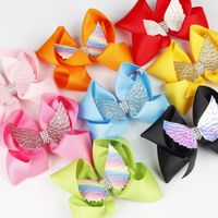 Children Angel Wings Bow Hairpin Girl Solid Color 6 Inch Bow Clip 16 Colors Hair Clips Wholesale main image 6
