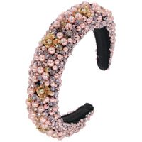 Hot Sale Bead Headband Fashion Hand-woven Pink Hair Band Crystal Glass Hair Accessories Nihaojewelry main image 1