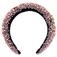Hot Sale Bead Headband Fashion Hand-woven Pink Hair Band Crystal Glass Hair Accessories Nihaojewelry main image 3
