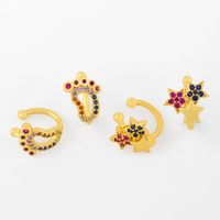 Exaggerated Sole Ear Clip Jewelry C-shaped Color Diamond Five-pointed Star Ear Bone Clip Wholesale Nihaojewelry main image 1