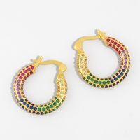 Micro-inlaid Color Zircon Earrings Trendy Stacking Earrings Wholesale Nihaojewelry main image 1
