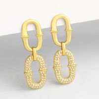 Exaggerated Micro-inlaid Zircon Geometric Earrings Copper-plated Real Gold Jewelry Wholesale Nihaojewelry main image 1