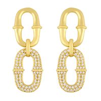 Exaggerated Micro-inlaid Zircon Geometric Earrings Copper-plated Real Gold Jewelry Wholesale Nihaojewelry main image 3