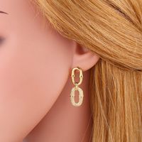 Exaggerated Micro-inlaid Zircon Geometric Earrings Copper-plated Real Gold Jewelry Wholesale Nihaojewelry main image 4