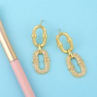 Exaggerated Micro-inlaid Zircon Geometric Earrings Copper-plated Real Gold Jewelry Wholesale Nihaojewelry main image 5