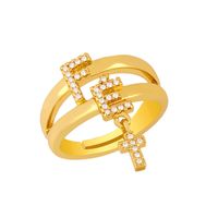 Fashion All-match Ring Women Copper Ring Micro Diamond Zircon Love Open Ring Wholesale Nihaojewelry main image 3